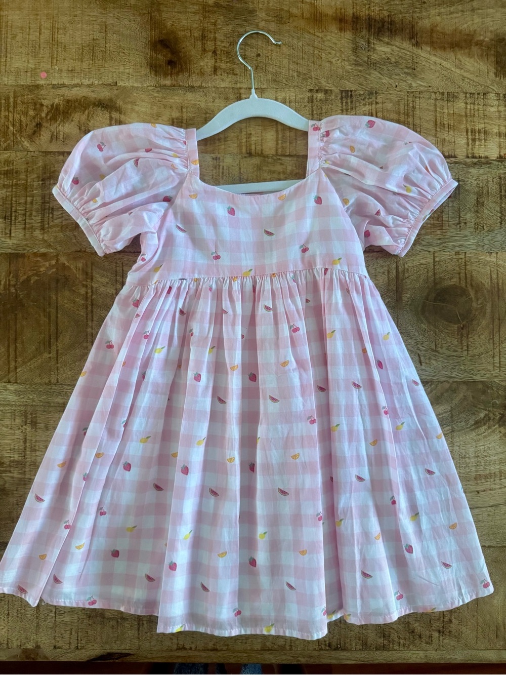 Janie and Jack Pink Gingham Dress with Cherry Accent/NWT